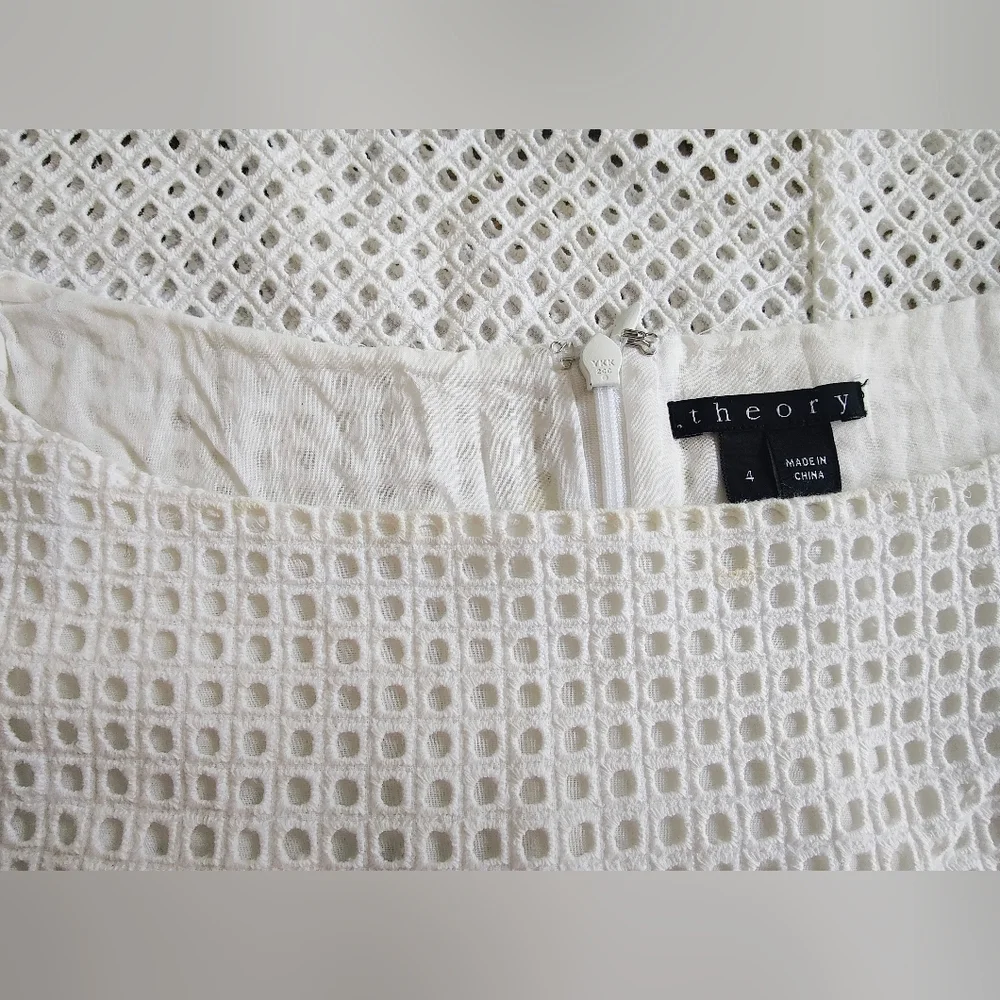 Theory White Eyelet Midi Dress - Picture 8 of 8
